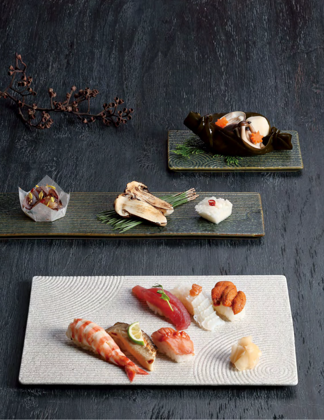 MINOYAKI “KARESANSUI” Rectangle Plate 33cm 00124 KDN013